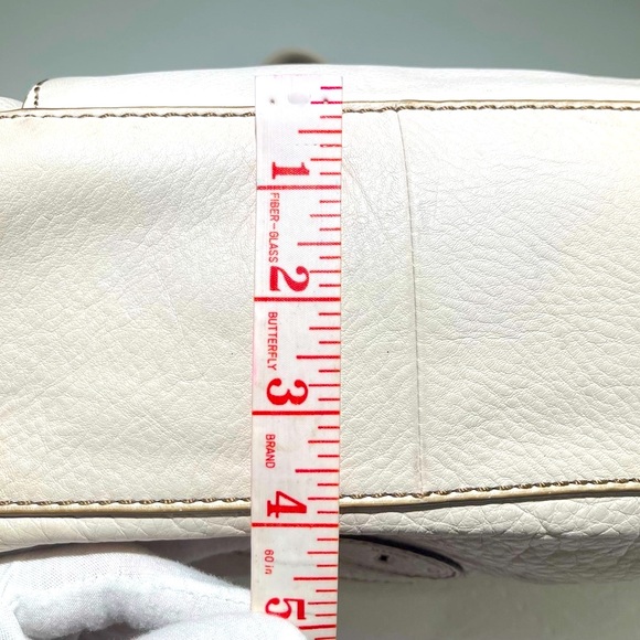 FOSSIL Bag & FREE Wallet, Tate Dome Shoulder Satchel, Cream and Green Wallet - Picture 16 of 17